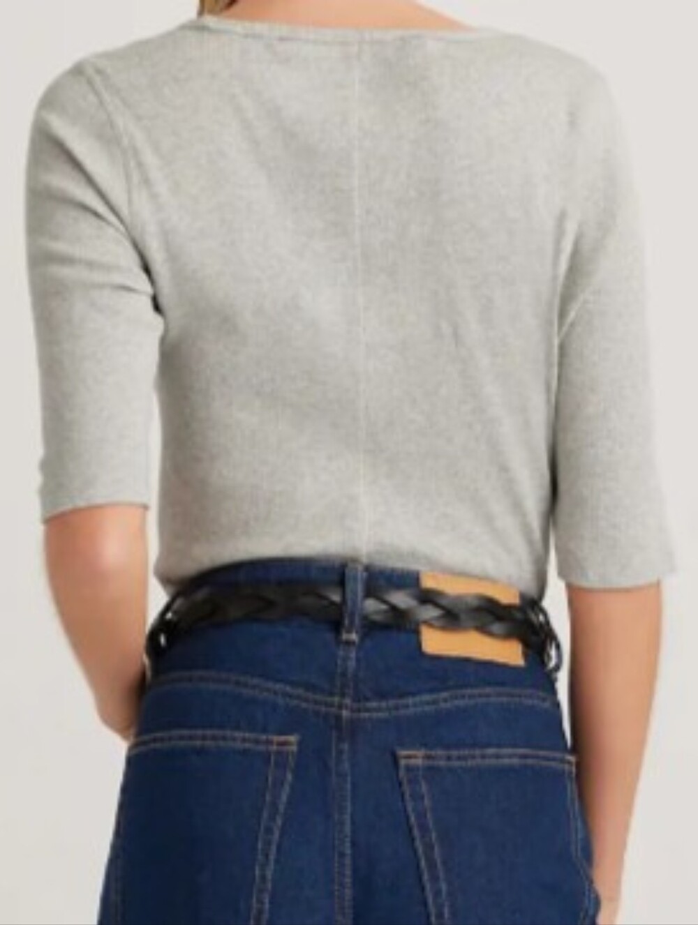 Quince Women Organic Cotton Micro-Rib Elbow Sleeve Grey Tee Size XL - Picture 2 of 9